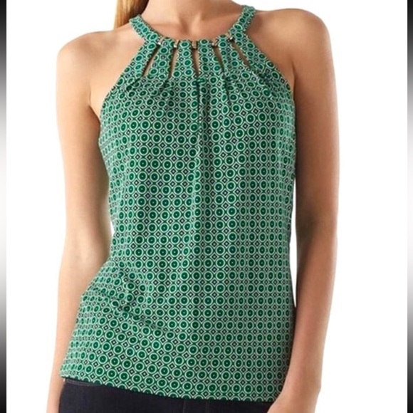 White House Black Market Tops - White House Black Market Keyhole Print Halter Top Sleeveless Blouse Womens S NEW